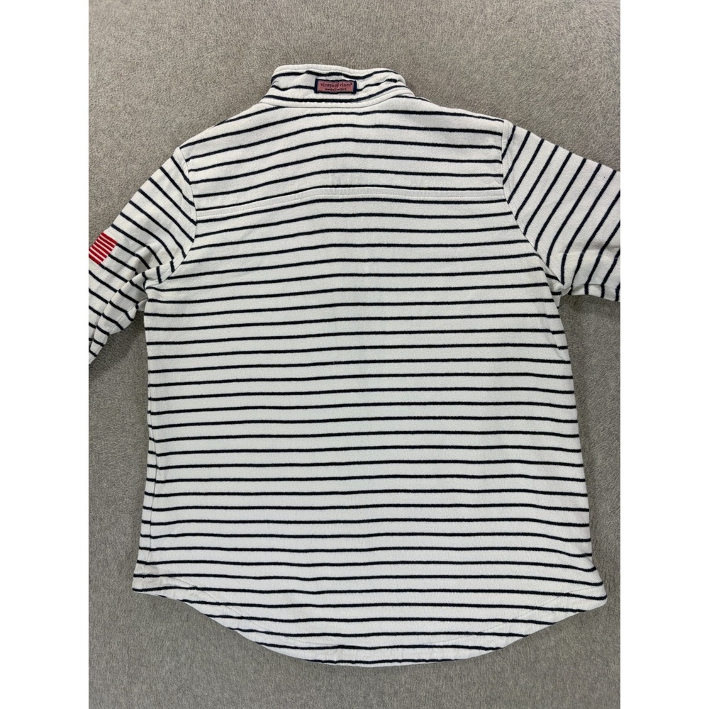 Vineyard Vines Stitched Logo Striped 1/4 Zip USA Flag Pullover (Women's Medium) - Picture 13 of 13